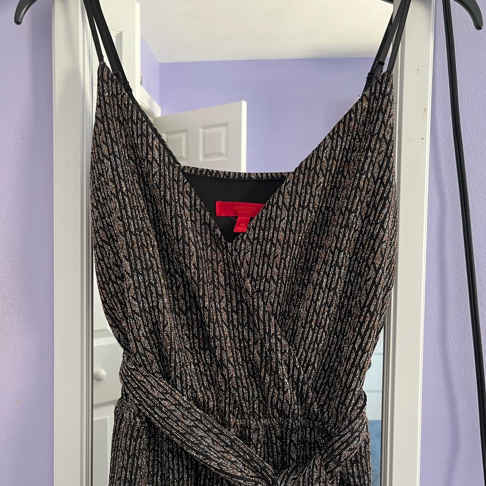 Jennifer Lopez Black/Gold Sparkly Jumpsuit - Picture 4 of 6